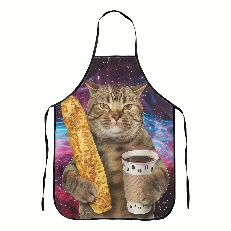 Home Cooking For Cats - مريلة مطبخ مطبوعة عليها قطة جالاكسي