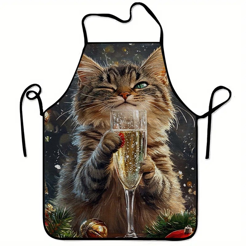 Home Cooking For Cats - مريلة مطبوعة بتصميم قطط، ملابس عمل