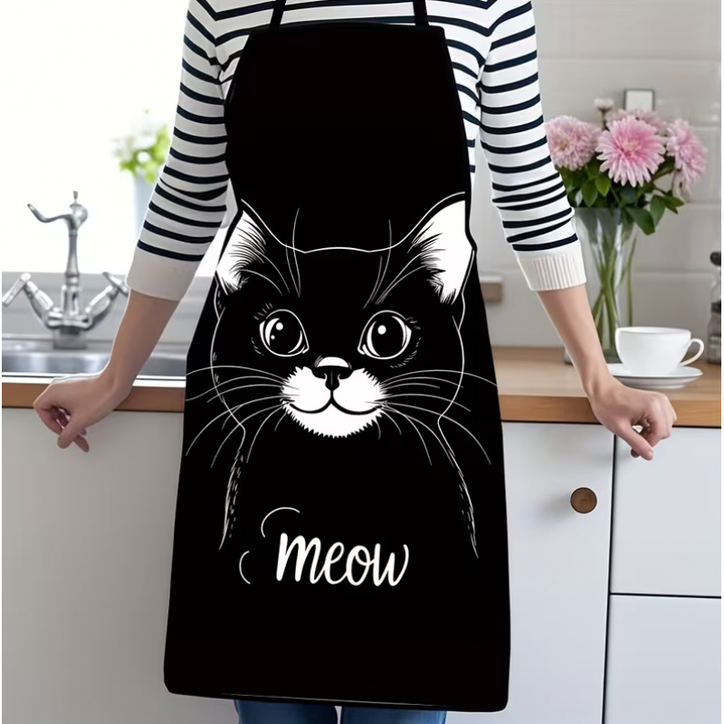 مريلة مطبوعة برسومات قطة سوداء - مراجعة Home Cooking For Cats وسعره
