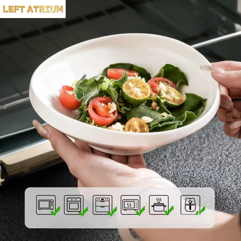 وعاء سلطة سيراميك أبيض بشكل فر - مراجعة Home Cooking Dinner وسعره