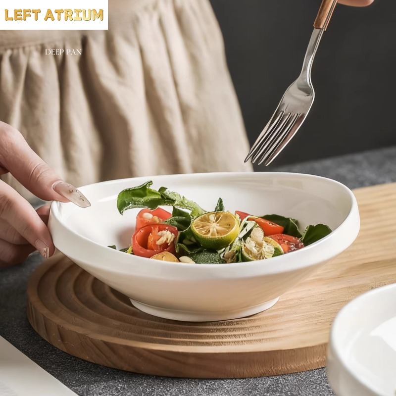 وعاء سلطة سيراميك أبيض بشكل فر - مراجعة Home Cooking Dinner وسعره